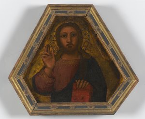 Christ Blessing (tempera & bearbetat guld på panel)